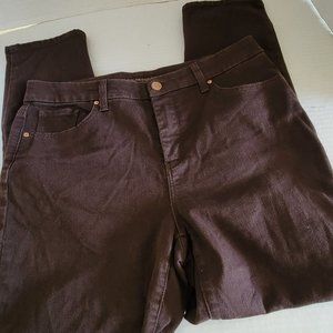Chicos So Slimming Girlfriend Slim Leg Ankle Dark Brown Pants Jeans Womens 8 R